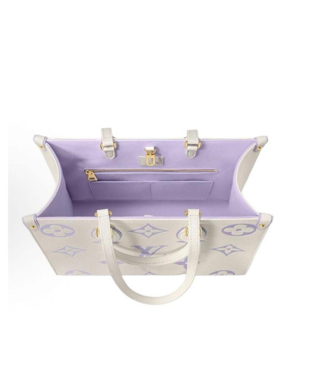 LOUIS VUITTON Бежевая кожаная сумка тоут, фото 4