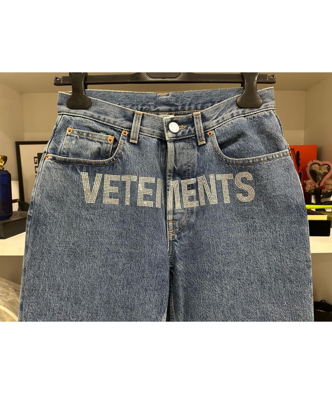 VETEMENTS Синие хлопковые прямые джинсы, фото 4