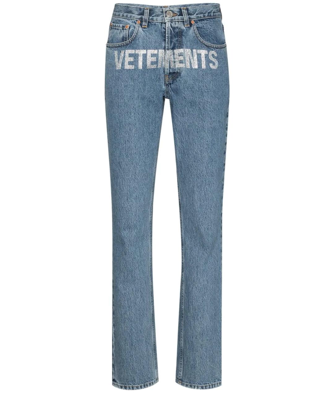 VETEMENTS Синие хлопковые прямые джинсы, фото 1
