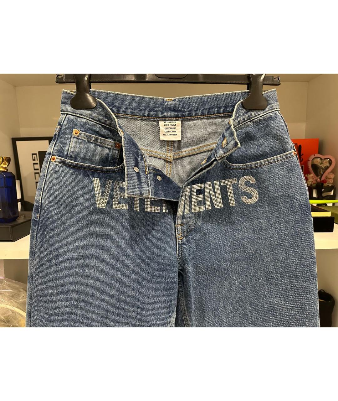 VETEMENTS Синие хлопковые прямые джинсы, фото 3