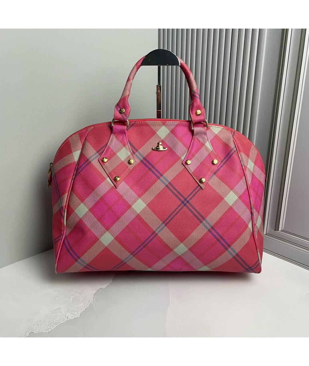 VIVIENNE WESTWOOD Розовая сумка с короткими ручками из искусственной кожи, фото 9