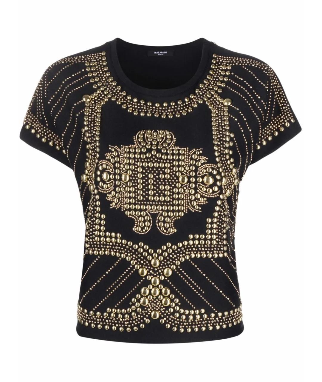 BALMAIN Черная хлопковая футболка, фото 1