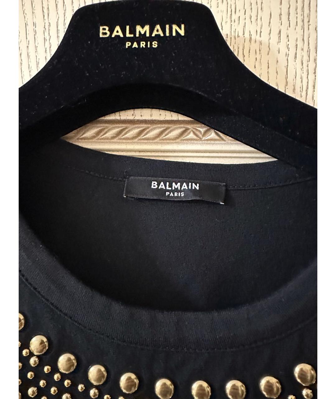 BALMAIN Черная хлопковая футболка, фото 5
