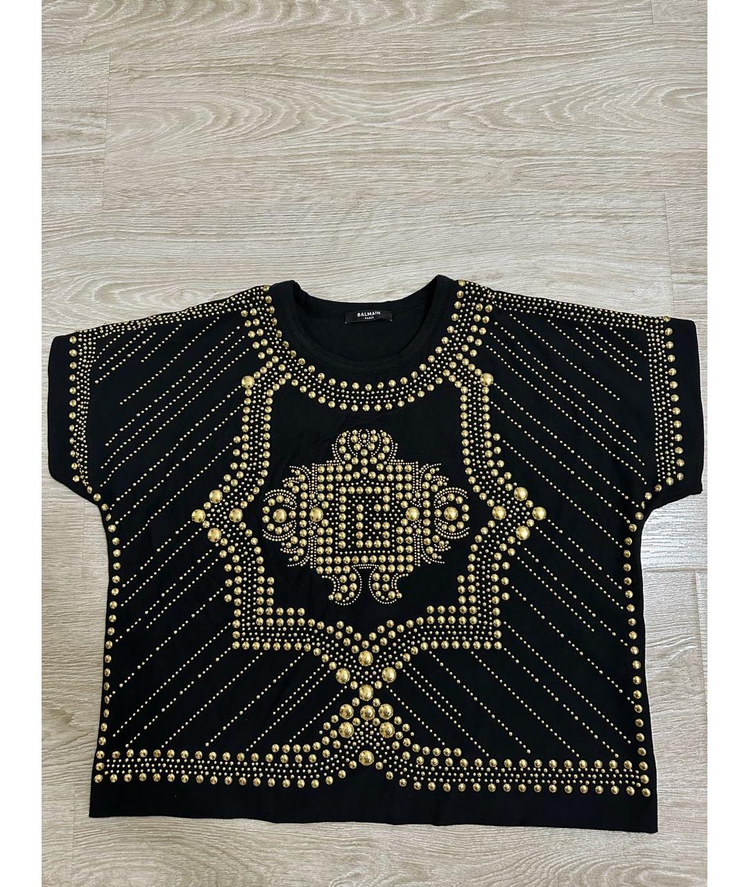 BALMAIN Черная хлопковая футболка, фото 2