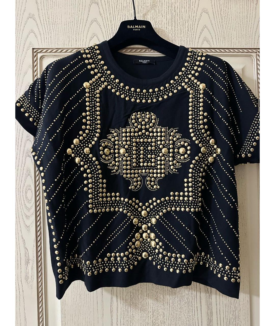 BALMAIN Черная хлопковая футболка, фото 4