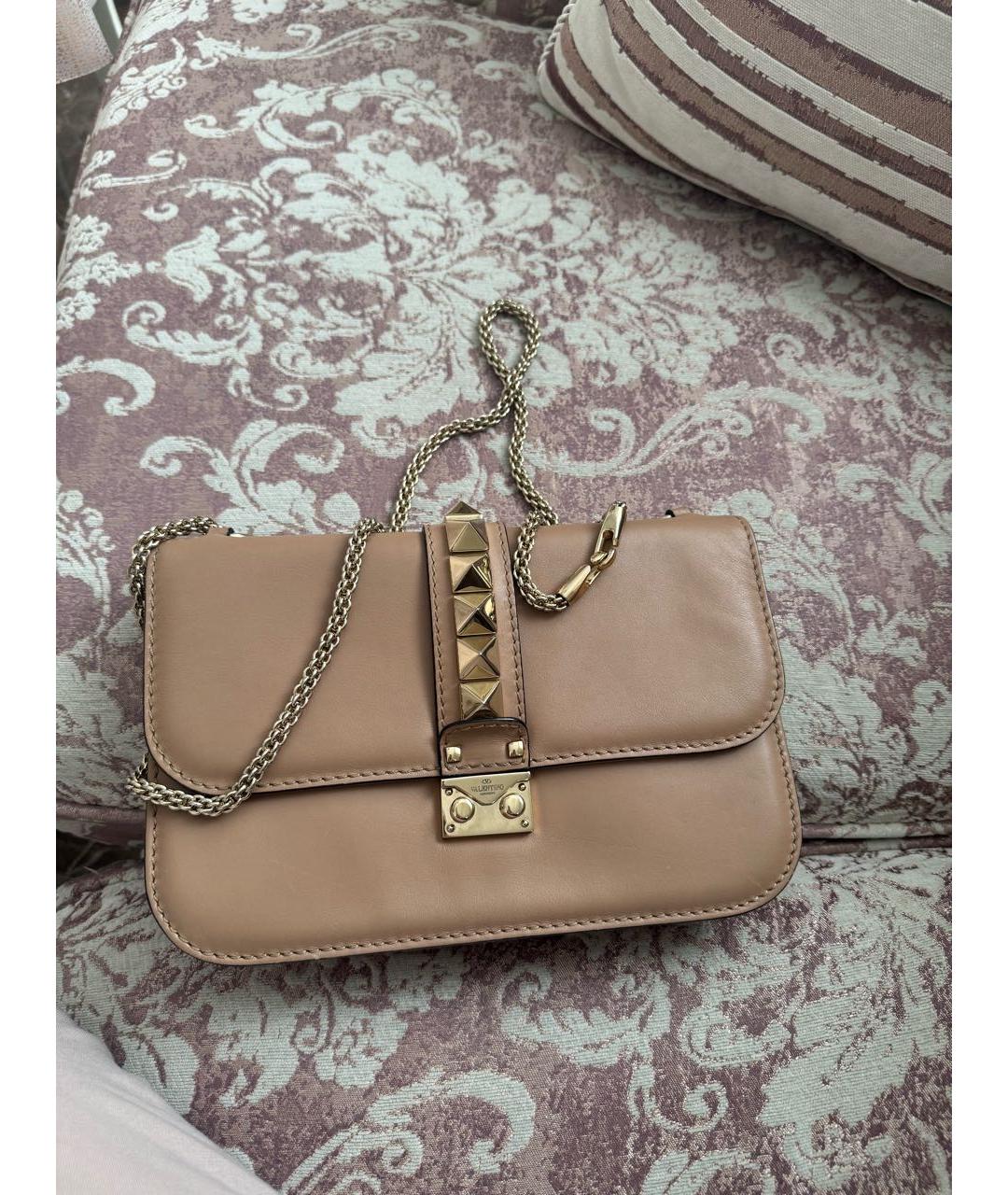 VALENTINO Бежевая кожаная сумка через плечо, фото 2