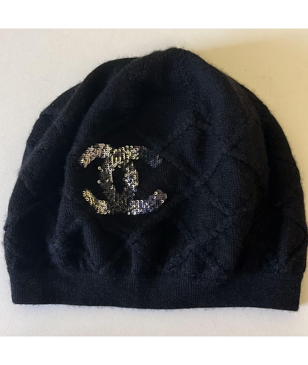 CHANEL Черная кашемировая шапка, фото 6