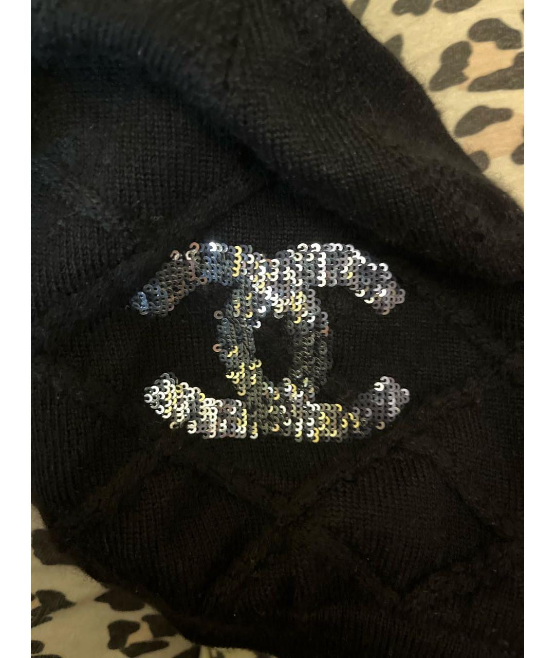 CHANEL Черная кашемировая шапка, фото 5