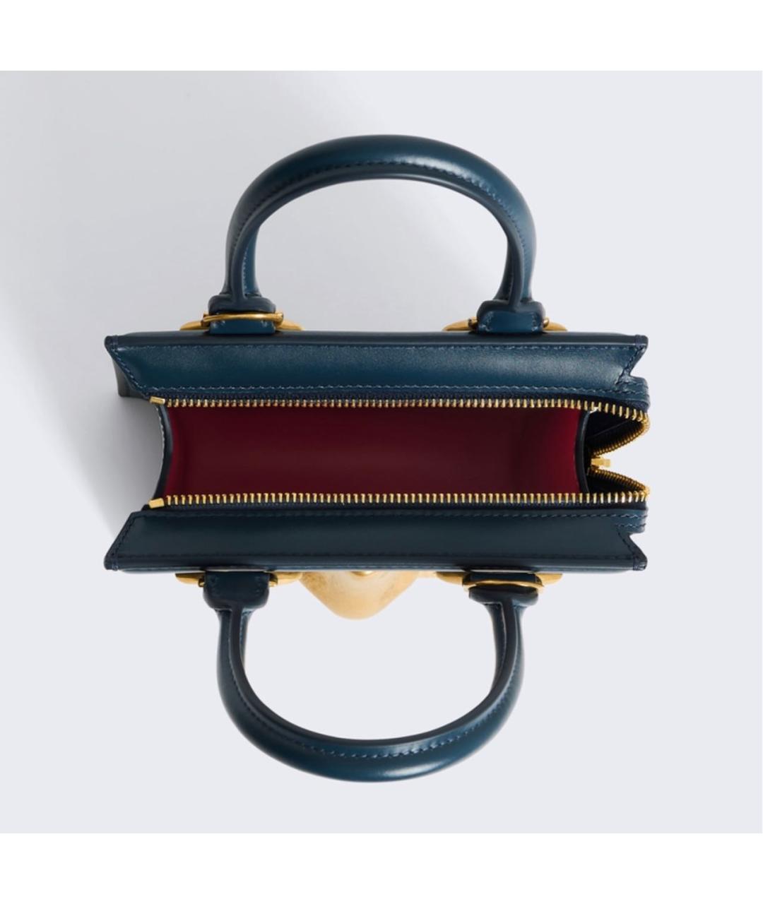 SCHIAPARELLI Темно-синяя кожаная сумка с короткими ручками, фото 3