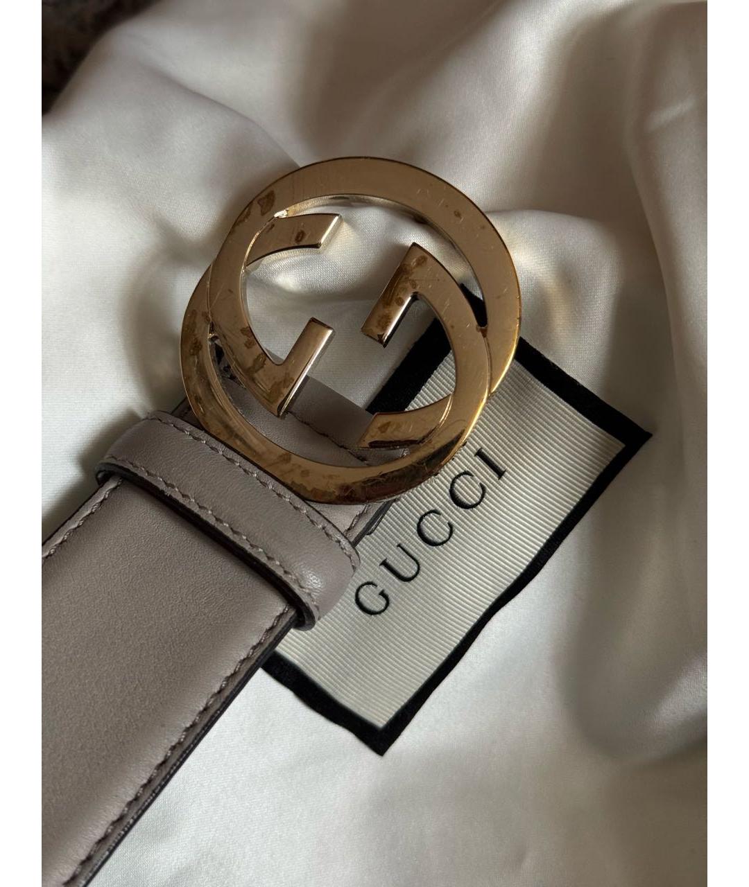 GUCCI Серый кожаный ремень, фото 4
