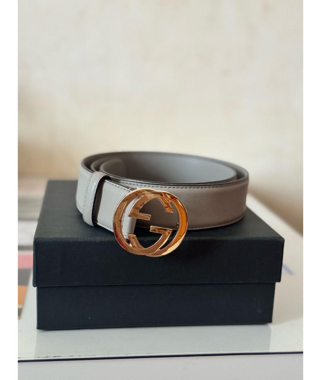 GUCCI Серый кожаный ремень, фото 7