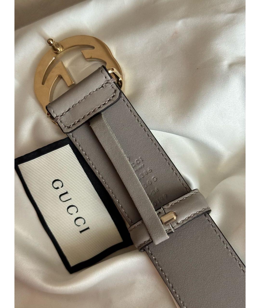 GUCCI Серый кожаный ремень, фото 3