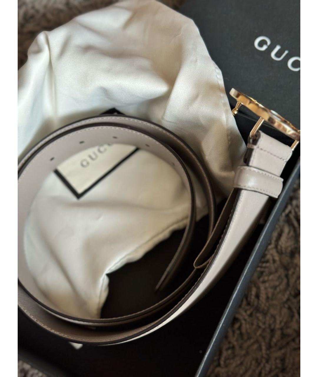GUCCI Серый кожаный ремень, фото 6