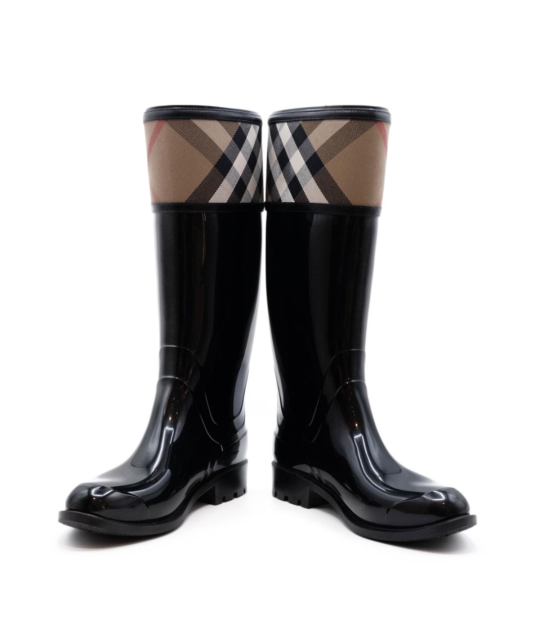 BURBERRY Черные резиновые сапоги, фото 4