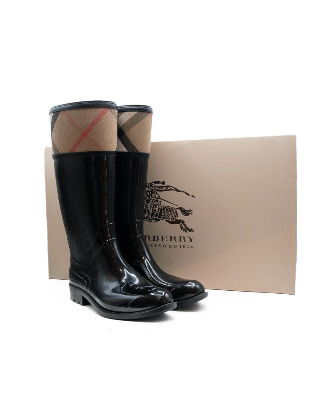 BURBERRY Черные резиновые сапоги, фото 6