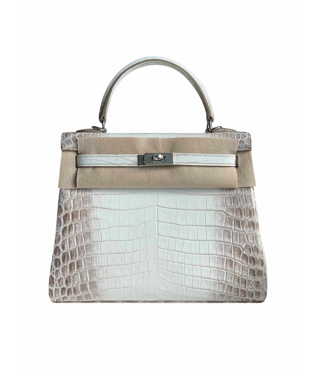HERMES Бежевая сумка с короткими ручками из экзотической кожи, фото 1