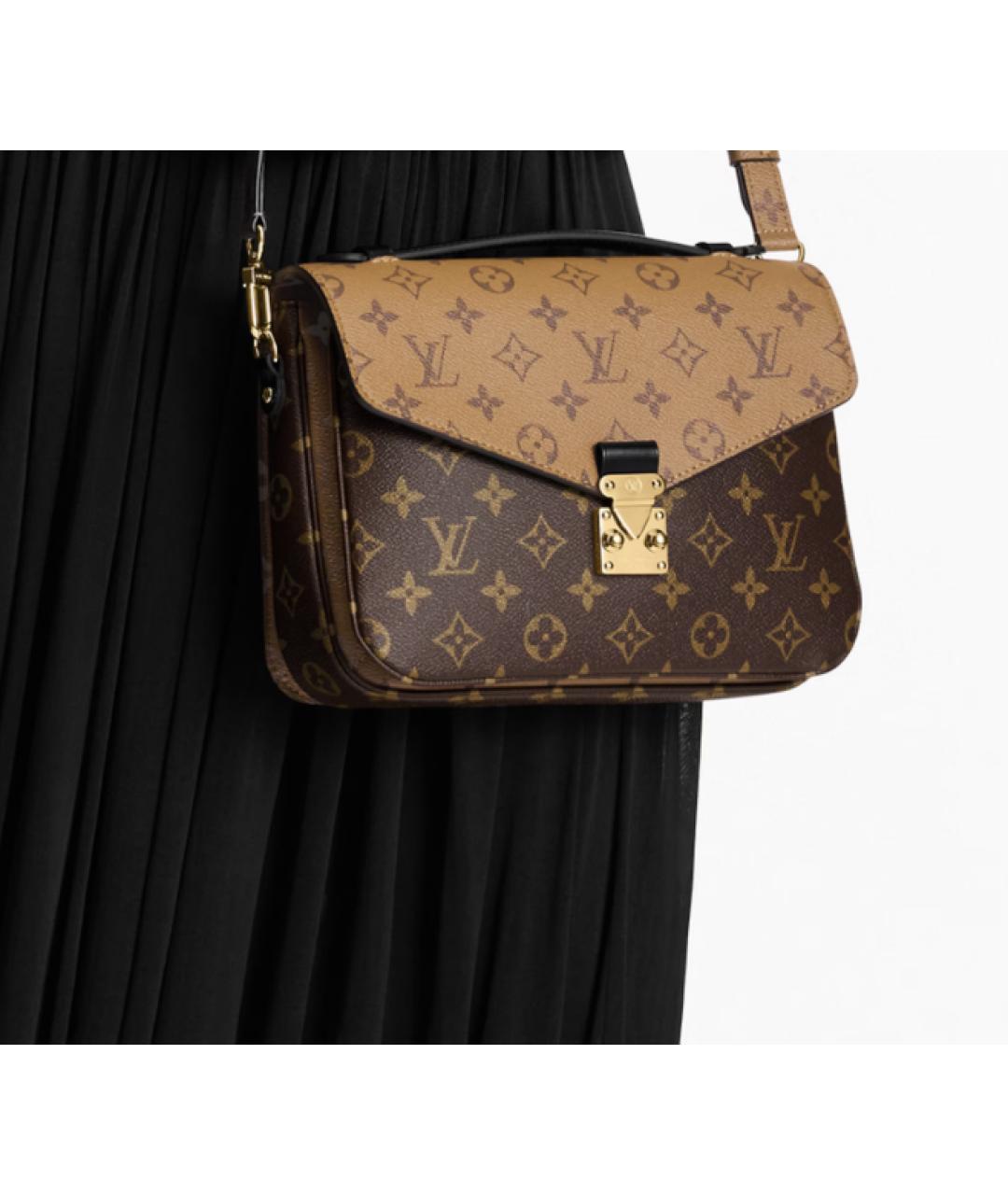 LOUIS VUITTON Коричневая кожаная сумка с короткими ручками, фото 7