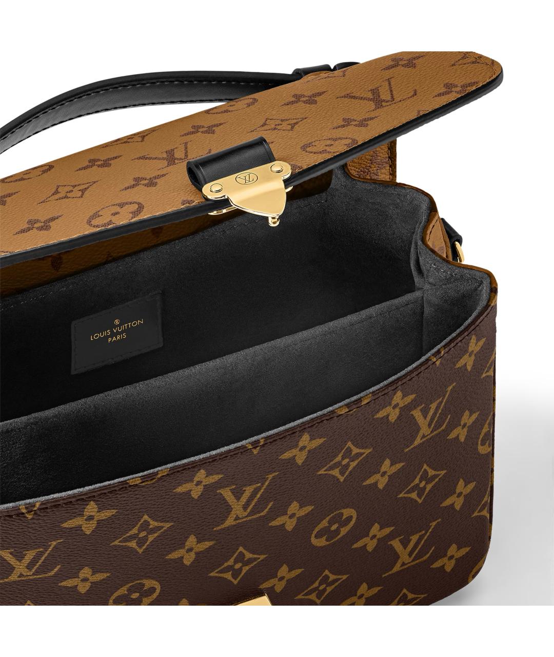 LOUIS VUITTON Коричневая кожаная сумка с короткими ручками, фото 4