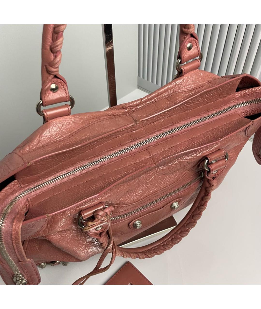 BALENCIAGA Коричневая кожаная сумка с короткими ручками, фото 4
