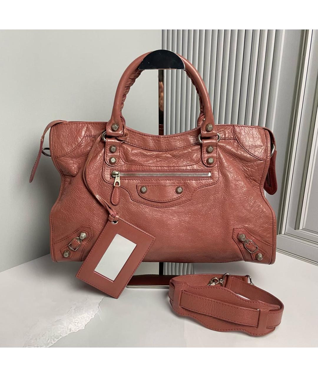BALENCIAGA Коричневая кожаная сумка с короткими ручками, фото 9