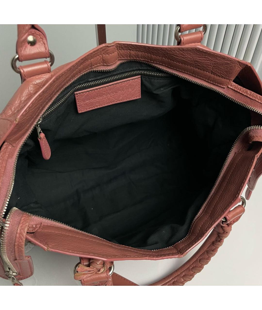 BALENCIAGA Коричневая кожаная сумка с короткими ручками, фото 5