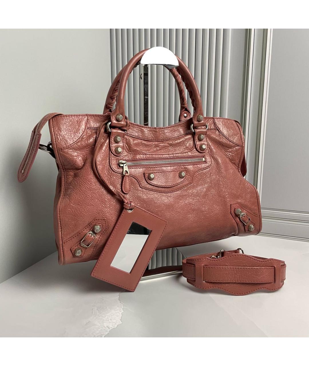 BALENCIAGA Коричневая кожаная сумка с короткими ручками, фото 2