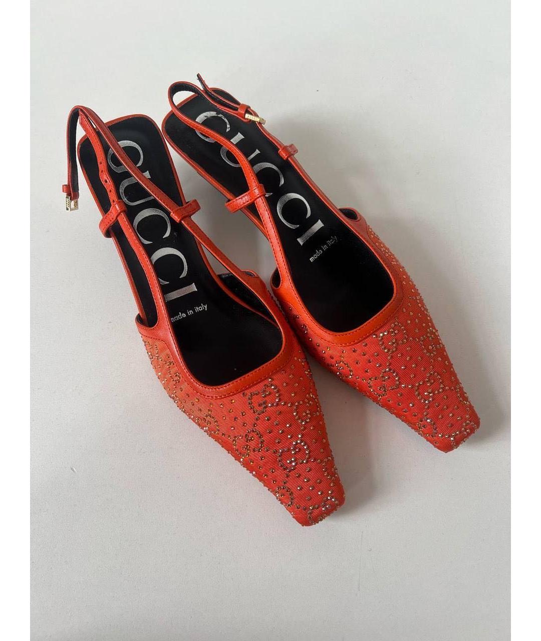GUCCI Оранжевое текстильные туфли, фото 3