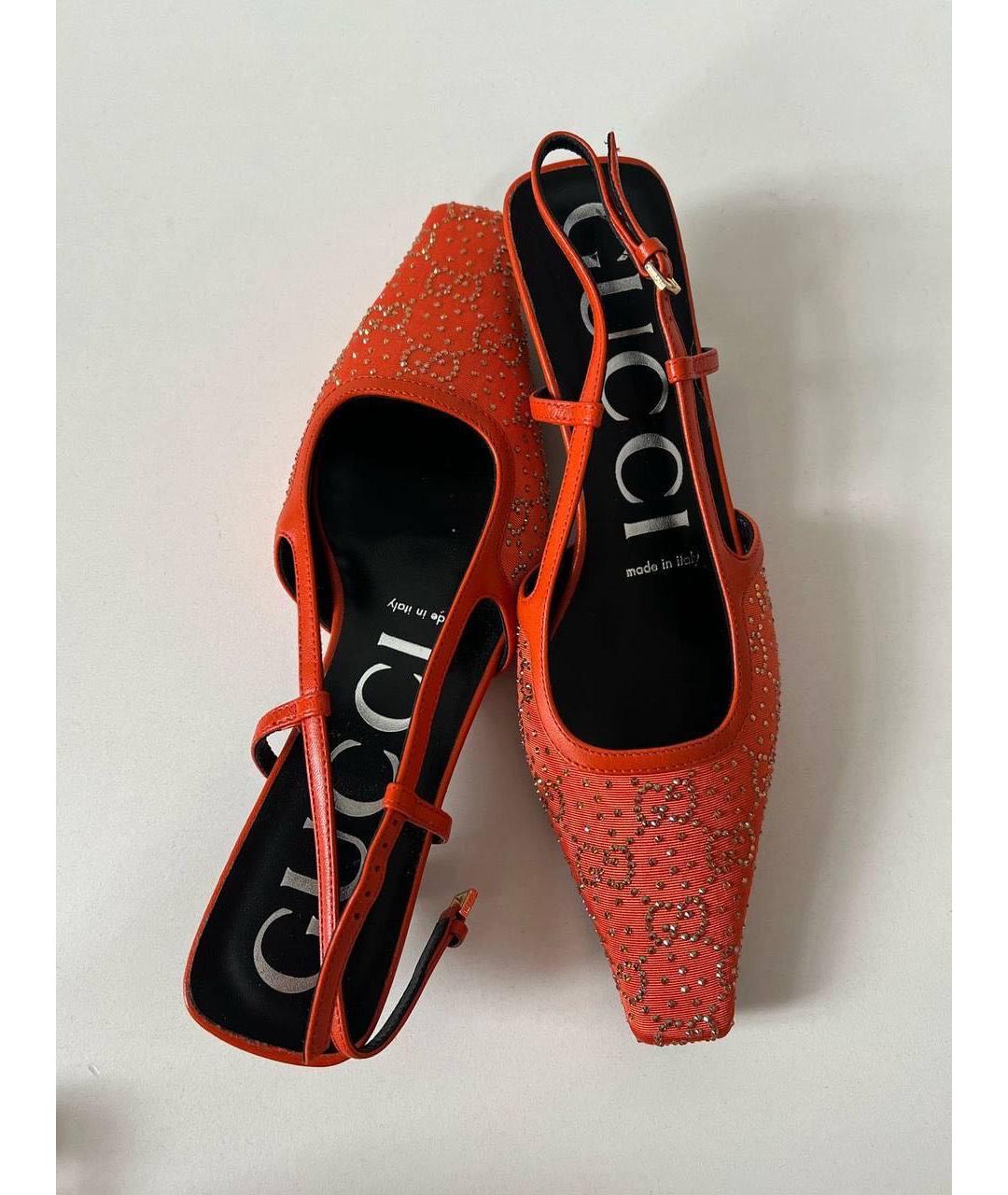 GUCCI Оранжевое текстильные туфли, фото 4