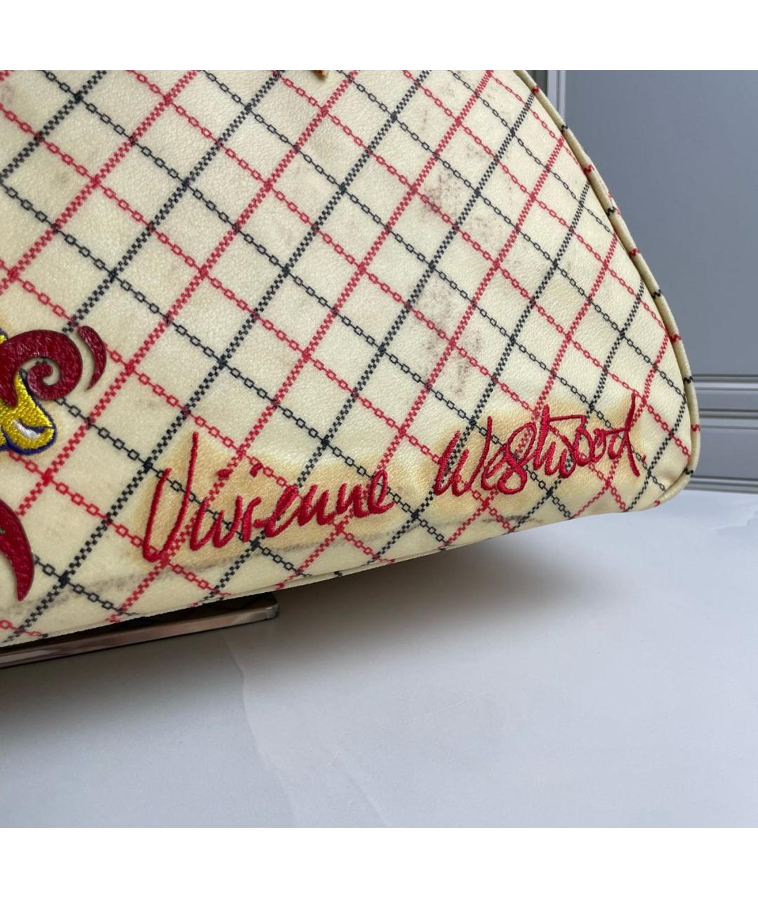 VIVIENNE WESTWOOD Бежевая сумка с короткими ручками из искусственной кожи, фото 6