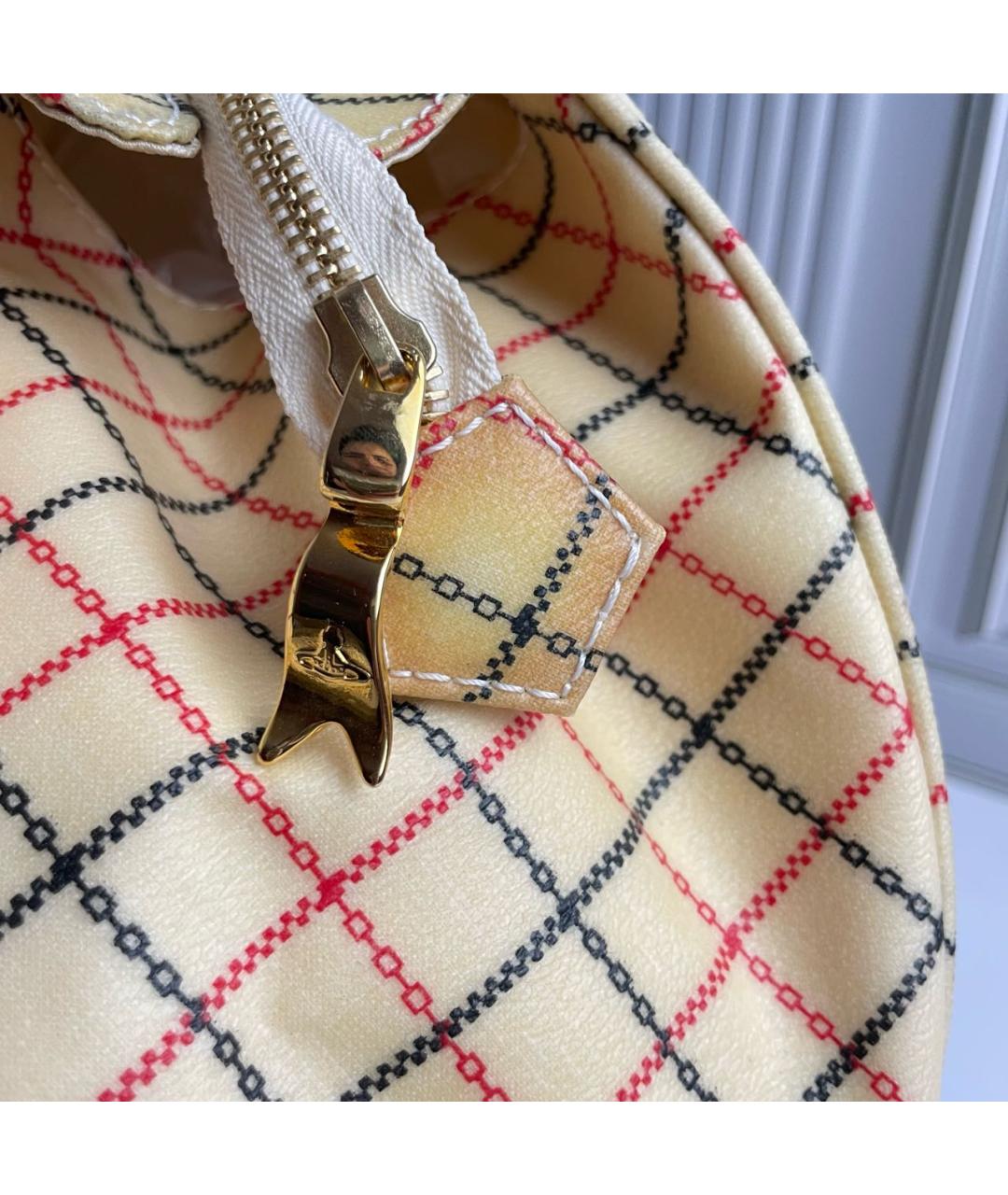 VIVIENNE WESTWOOD Бежевая сумка с короткими ручками из искусственной кожи, фото 8
