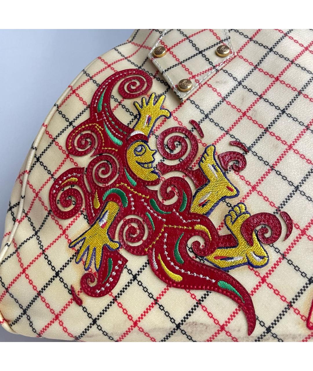 VIVIENNE WESTWOOD Бежевая сумка с короткими ручками из искусственной кожи, фото 7