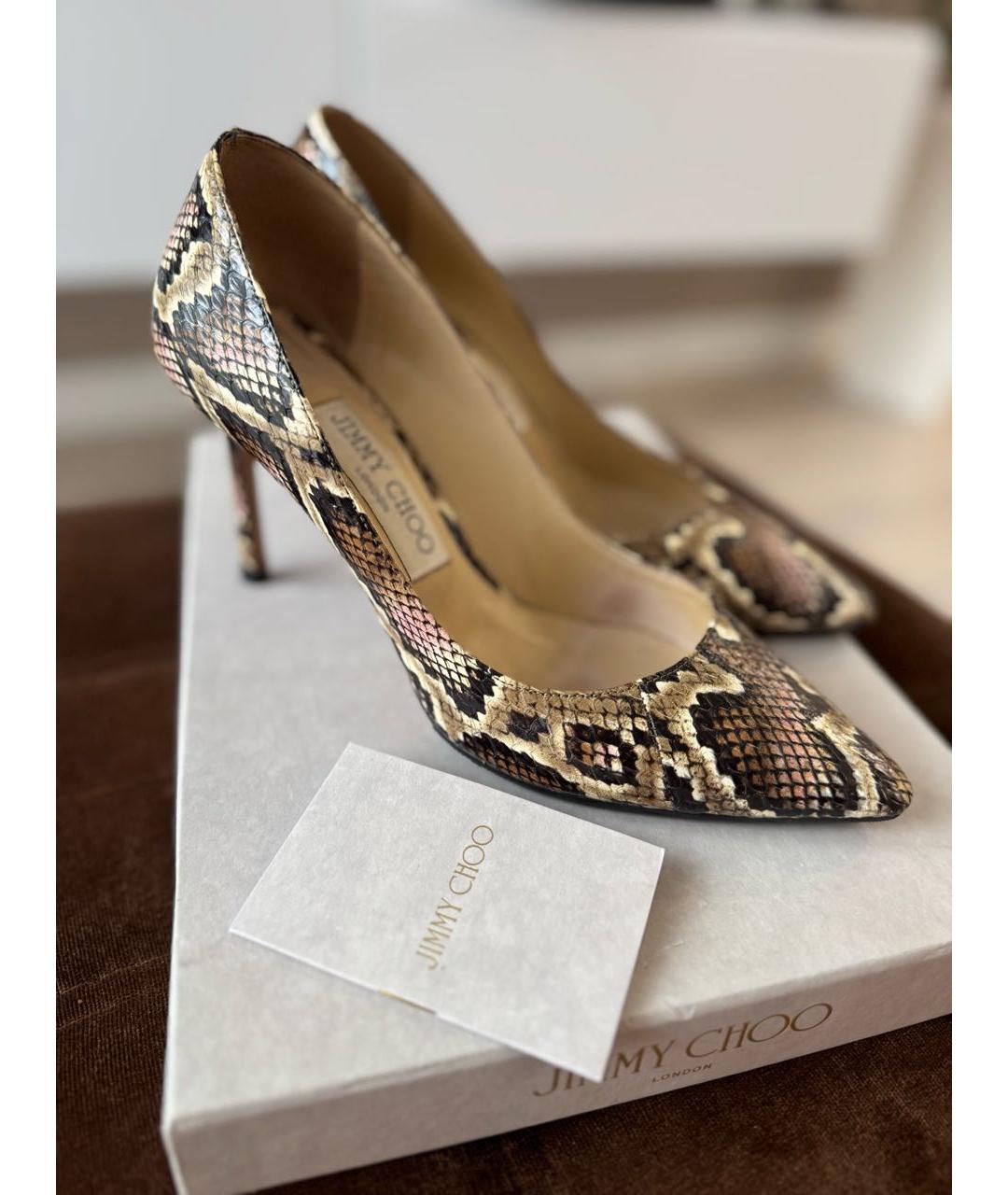 JIMMY CHOO Бежевые туфли из экзотической кожи, фото 4