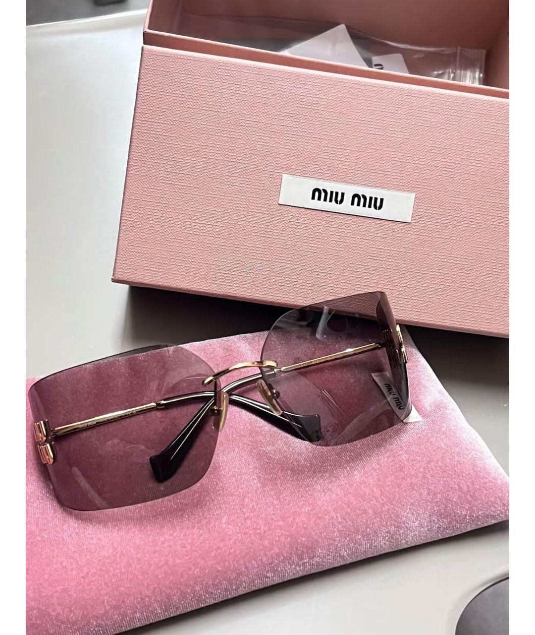 MIU MIU Розовые металлические солнцезащитные очки, фото 3