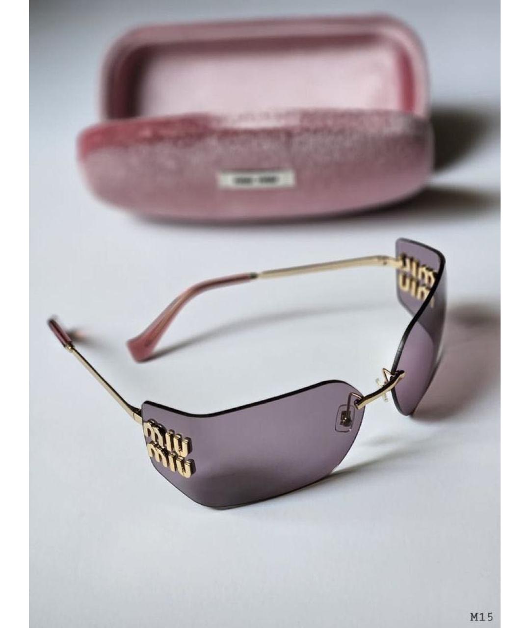 MIU MIU Розовые металлические солнцезащитные очки, фото 4