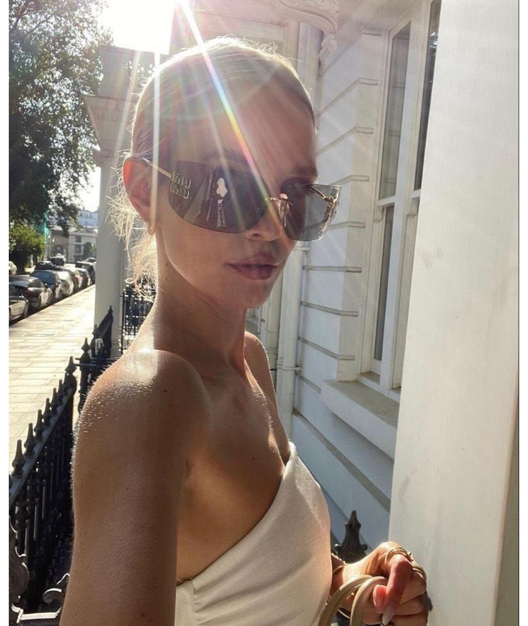 MIU MIU Розовые металлические солнцезащитные очки, фото 7