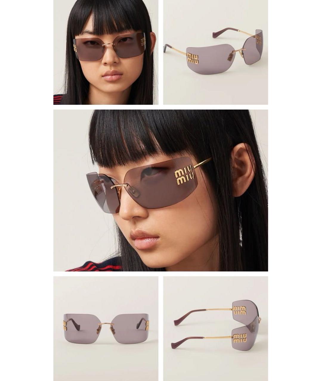 MIU MIU Розовые металлические солнцезащитные очки, фото 6