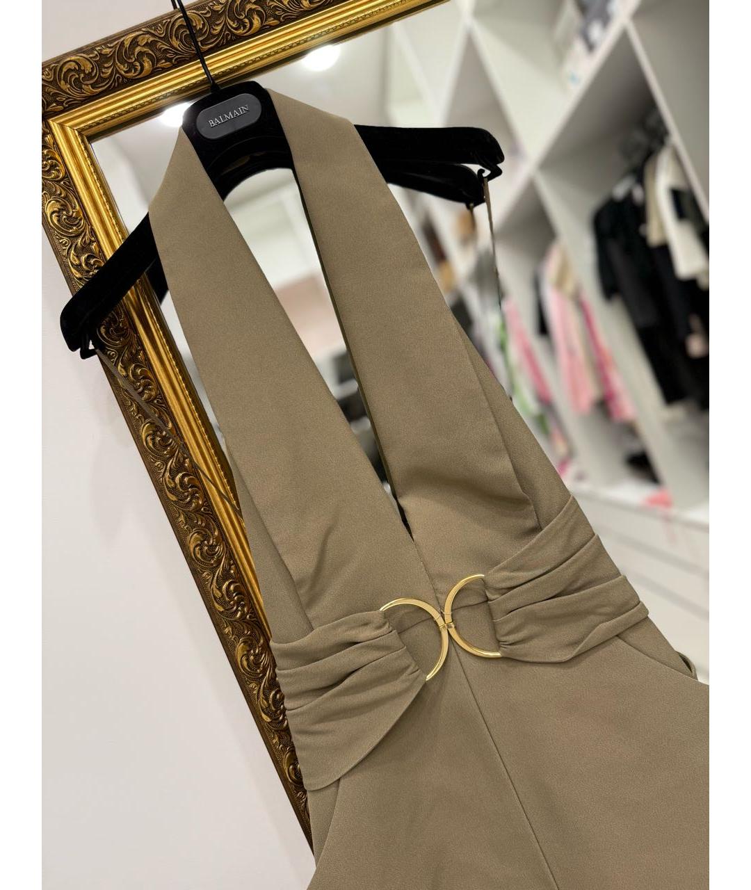 BALMAIN Хаки коктейльное платье, фото 5