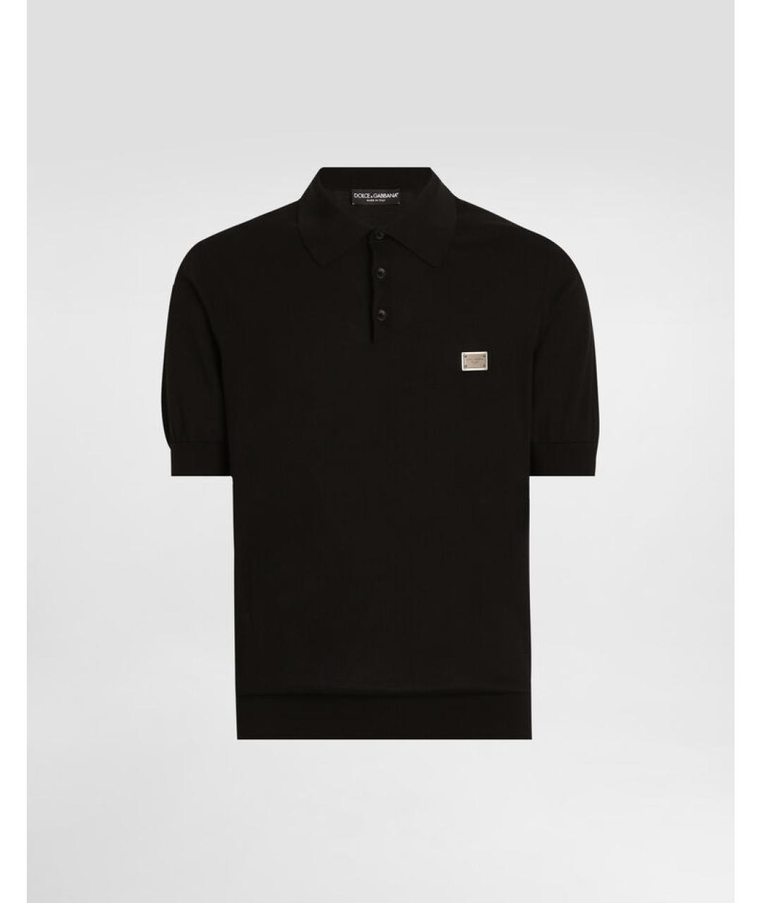 DOLCE&GABBANA Черное хлопковое поло с коротким рукавом, фото 3