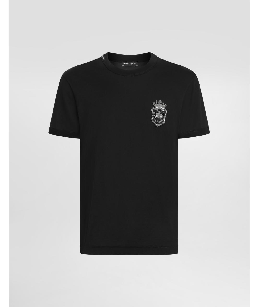 DOLCE&GABBANA Черная хлопковая футболка, фото 3