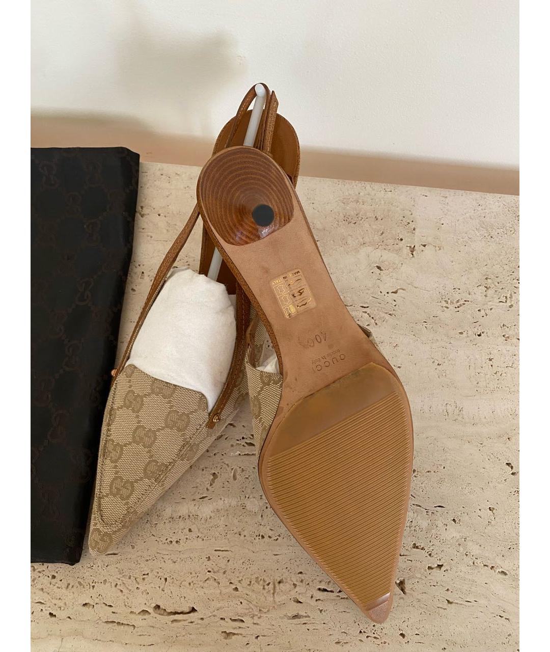 GUCCI Бежевые кожаные туфли, фото 7