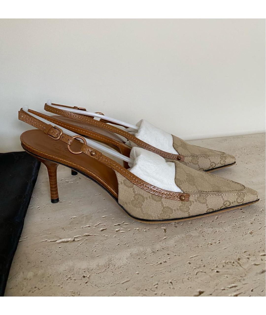 GUCCI Бежевые кожаные туфли, фото 9