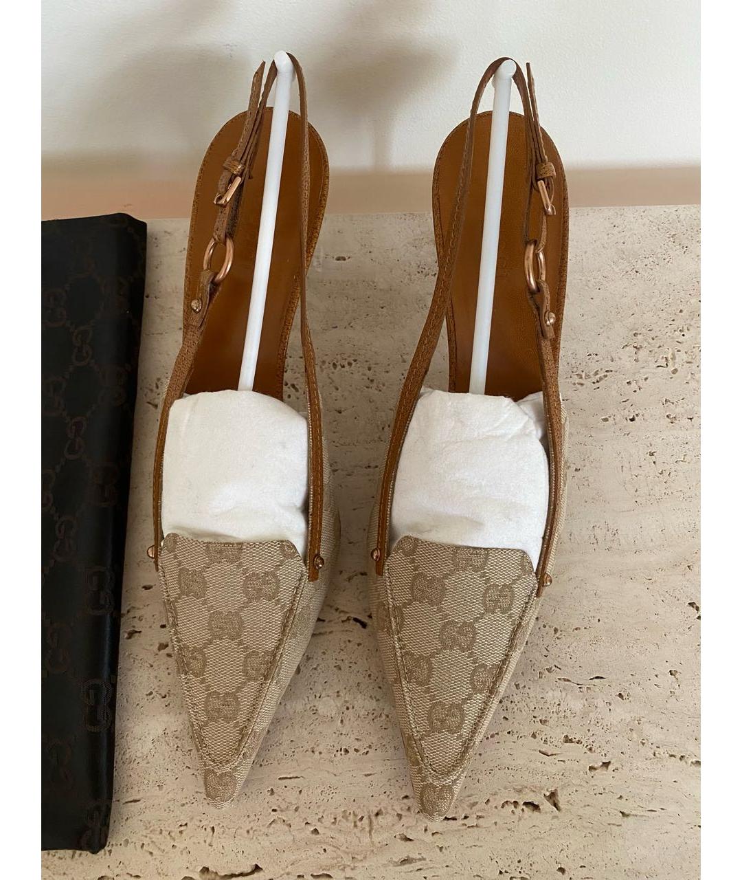 GUCCI Бежевые кожаные туфли, фото 2