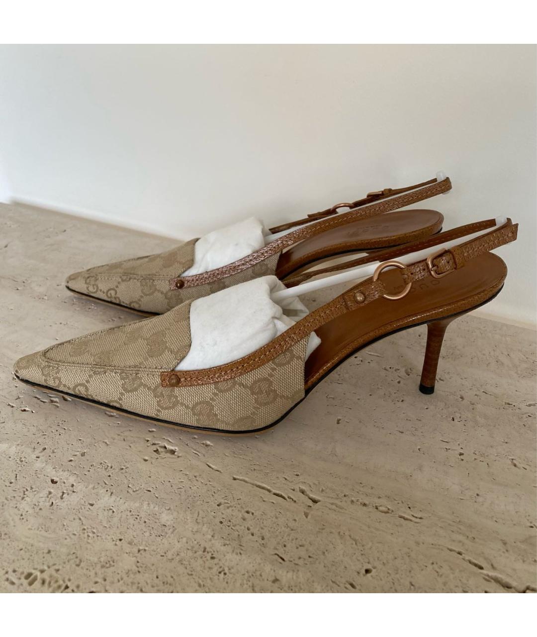 GUCCI Бежевые кожаные туфли, фото 8