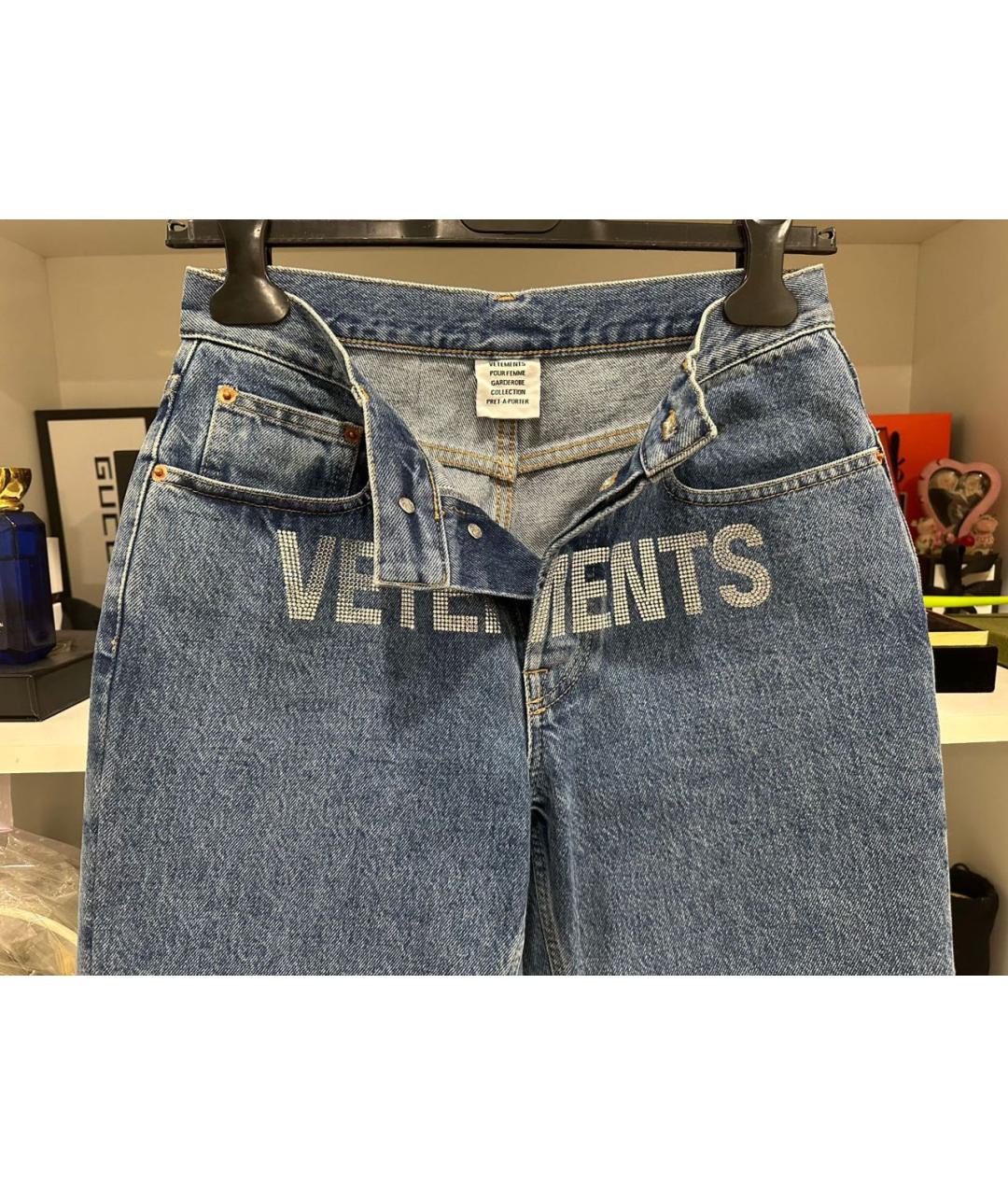 VETEMENTS Темно-синие хлопковые прямые джинсы, фото 3