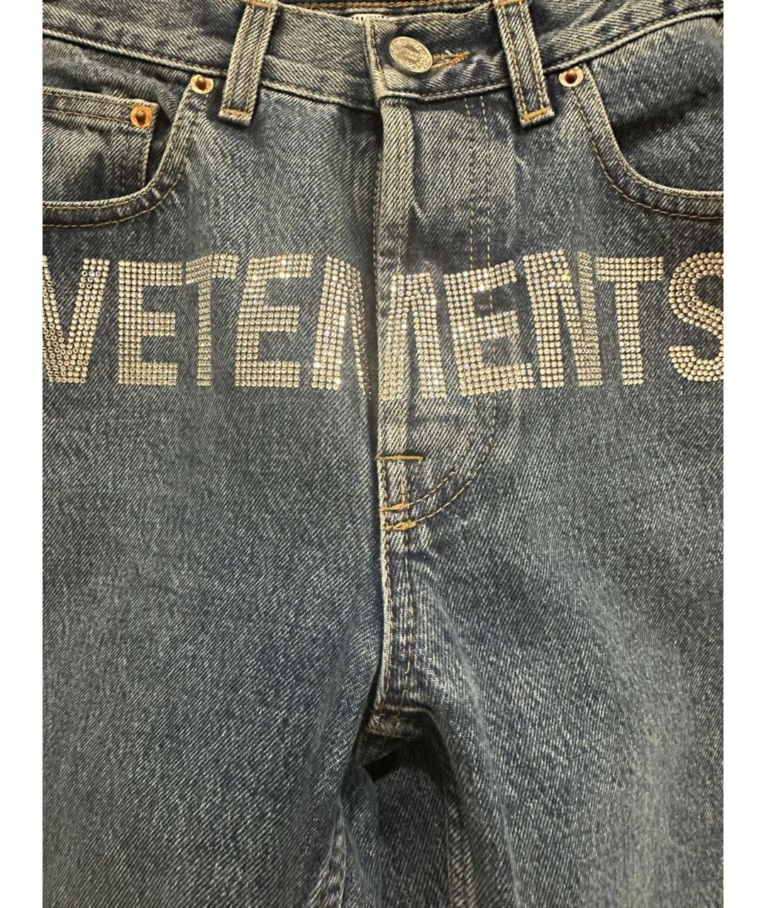 VETEMENTS Темно-синие хлопковые прямые джинсы, фото 4