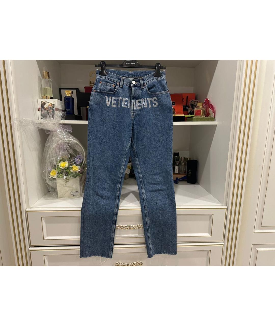 VETEMENTS Темно-синие хлопковые прямые джинсы, фото 9