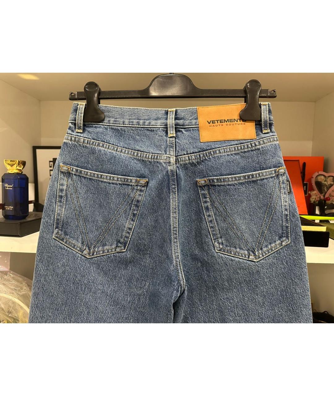 VETEMENTS Темно-синие хлопковые прямые джинсы, фото 8