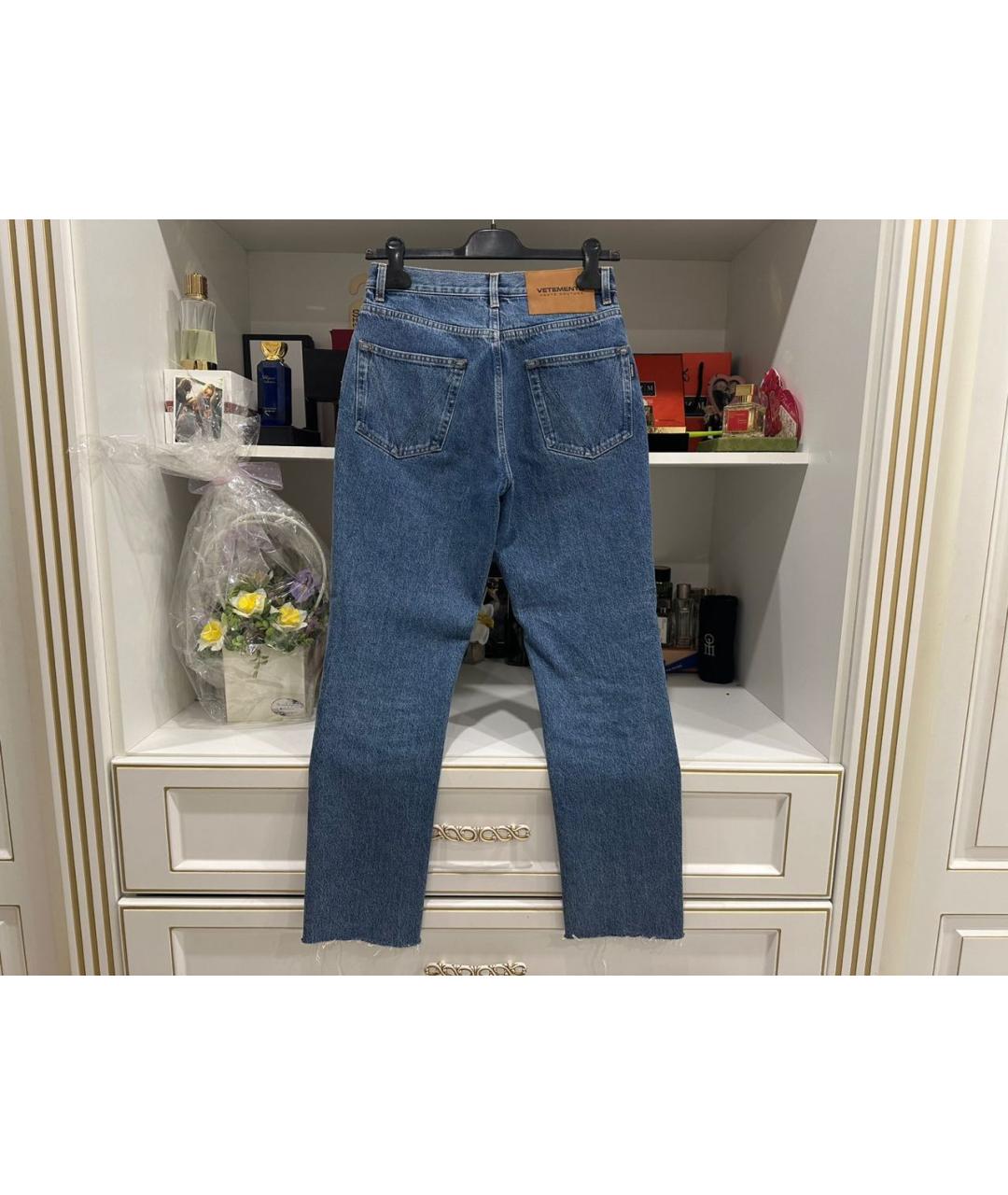 VETEMENTS Темно-синие хлопковые прямые джинсы, фото 2