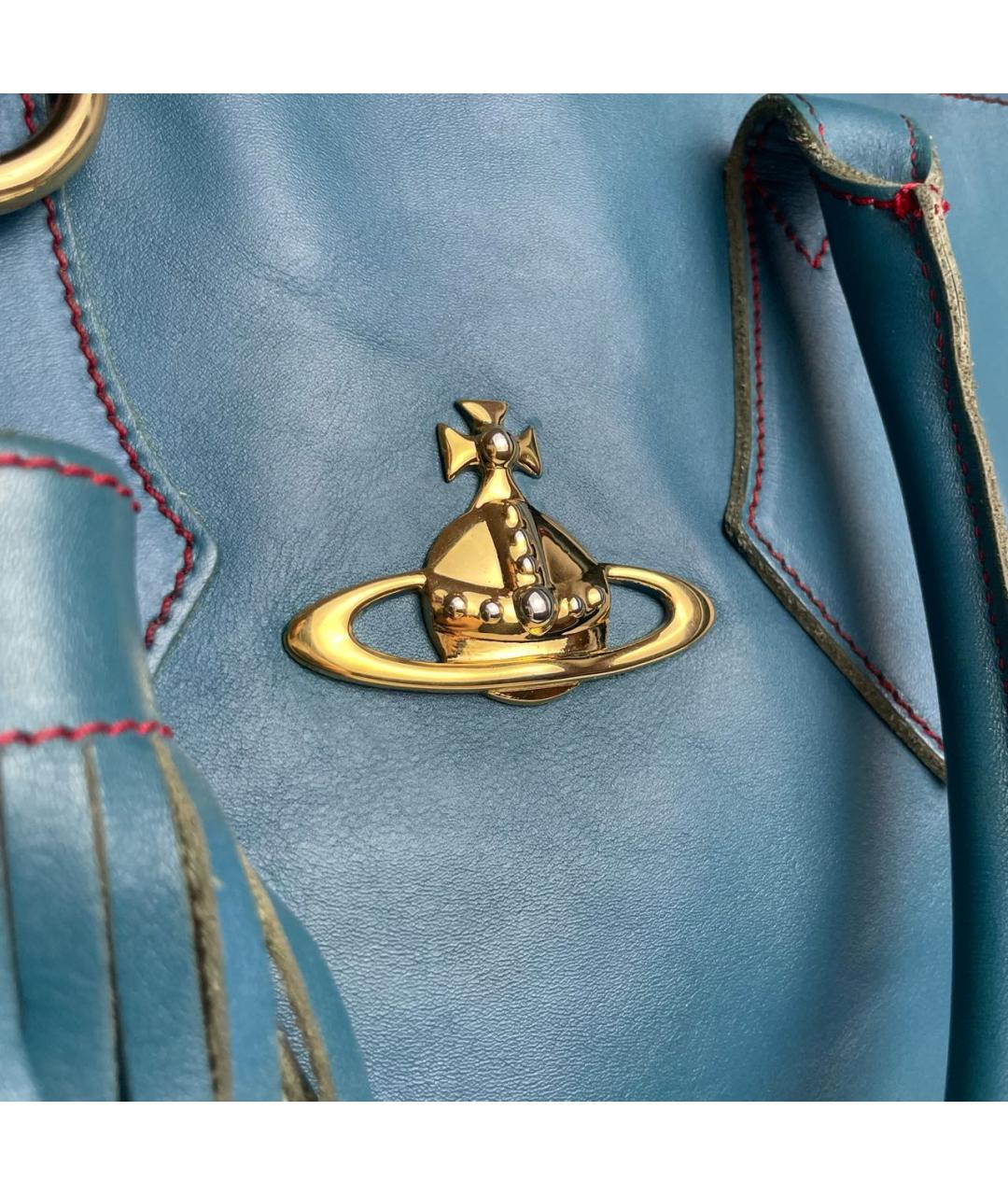 VIVIENNE WESTWOOD Голубая кожаная сумка тоут, фото 4