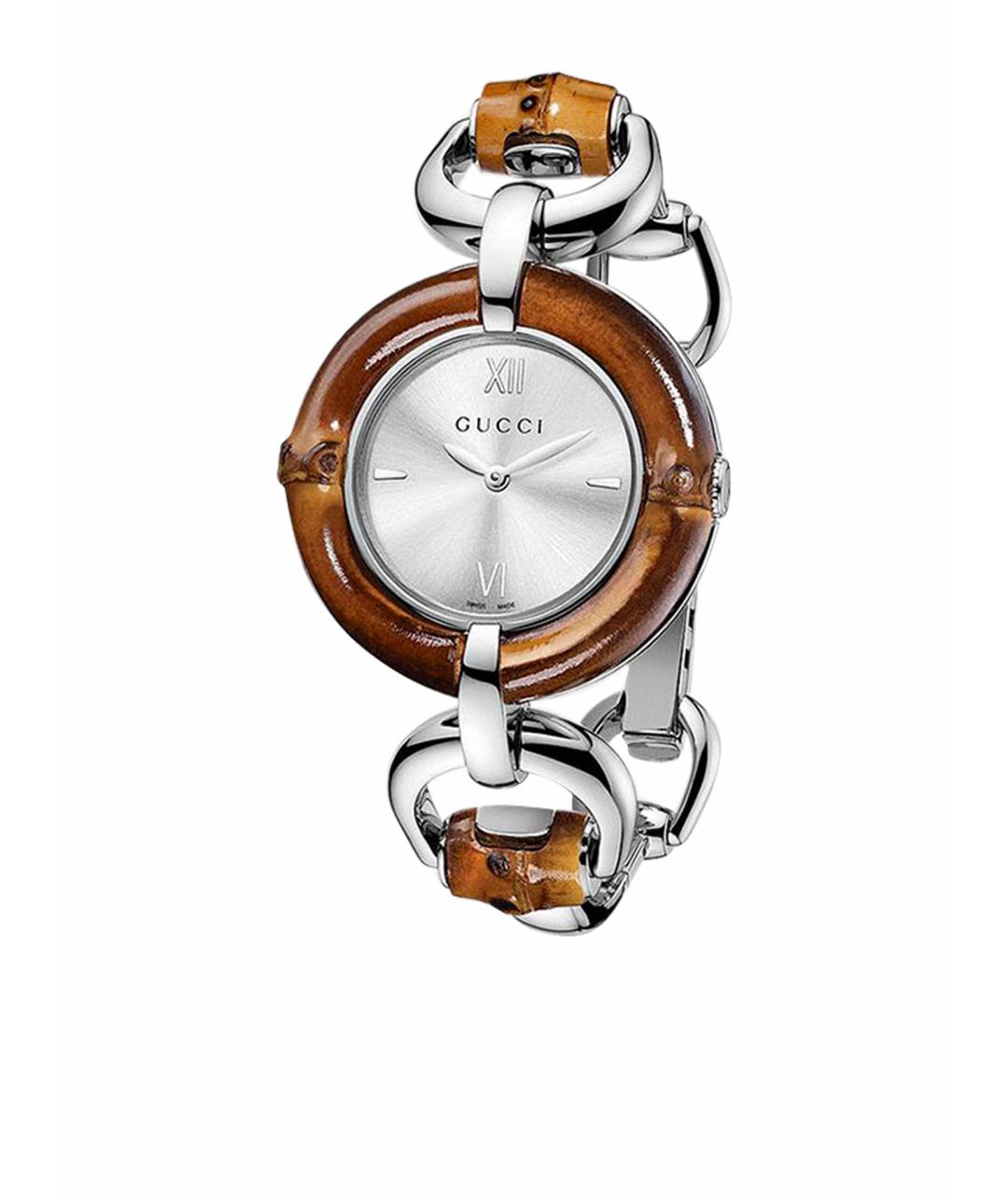 GUCCI Серебряные деревянные часы, фото 1